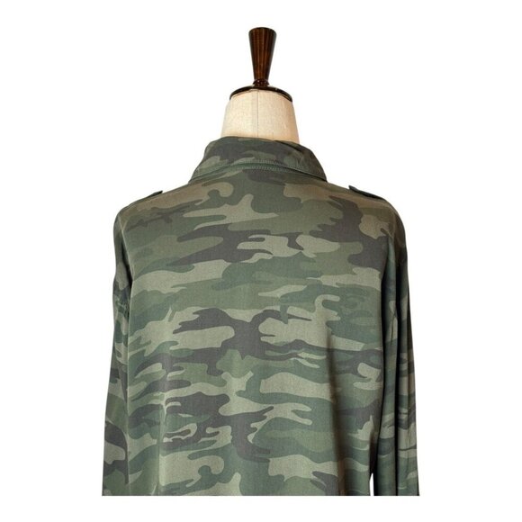 Sanctuary Shirt Women Medium Green Camo Collared Boyfriend Snap Button Down - Picture 5 of 13